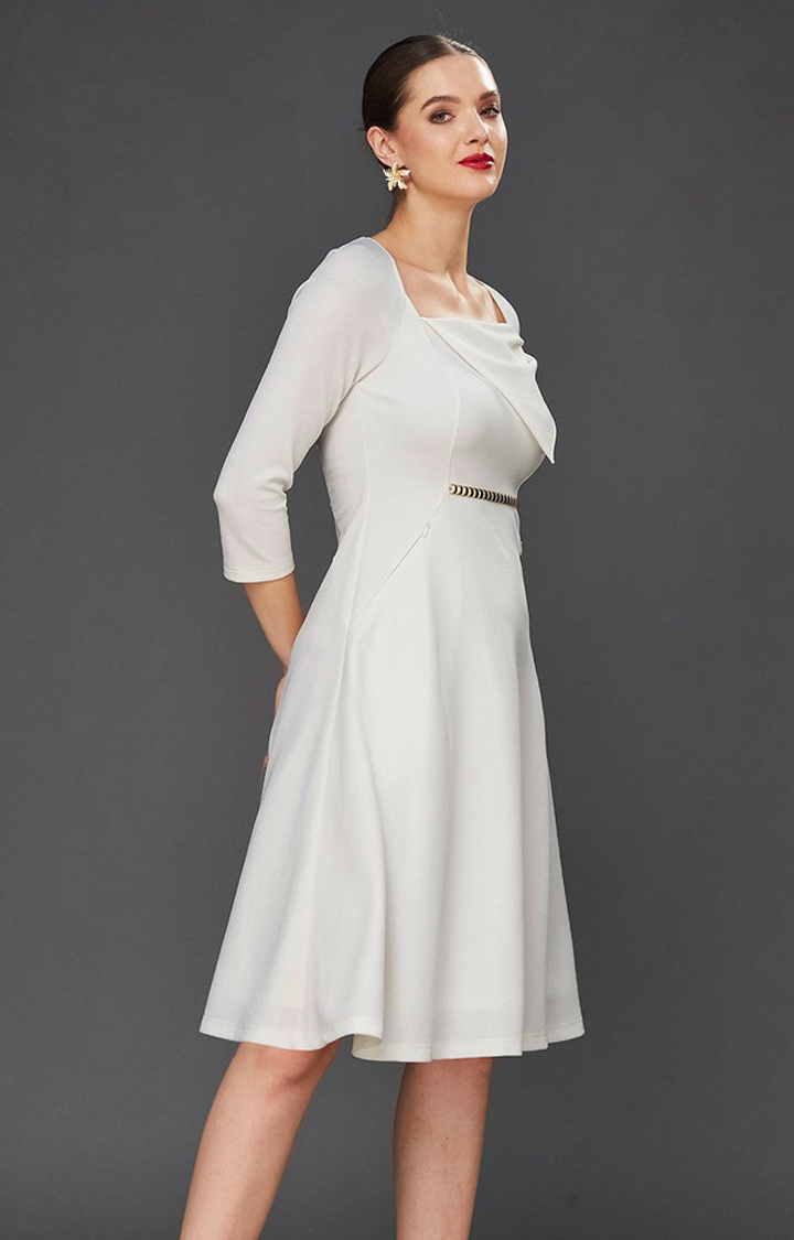 Women's White Polyester  Dresses