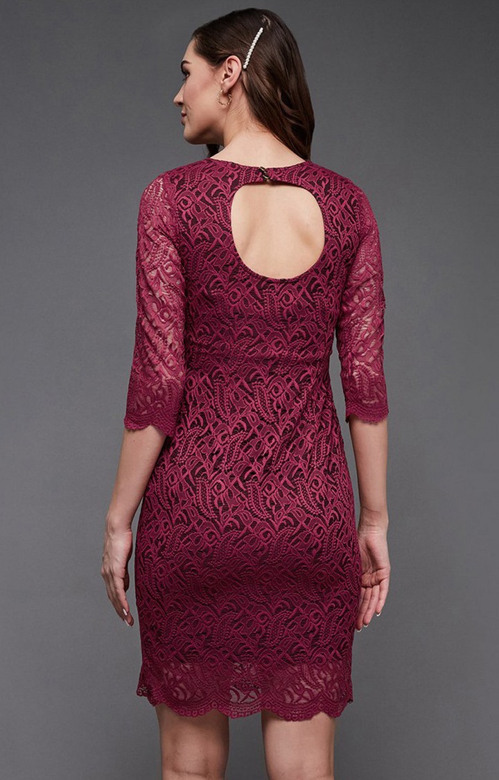 Women's Red Polyester  Dresses