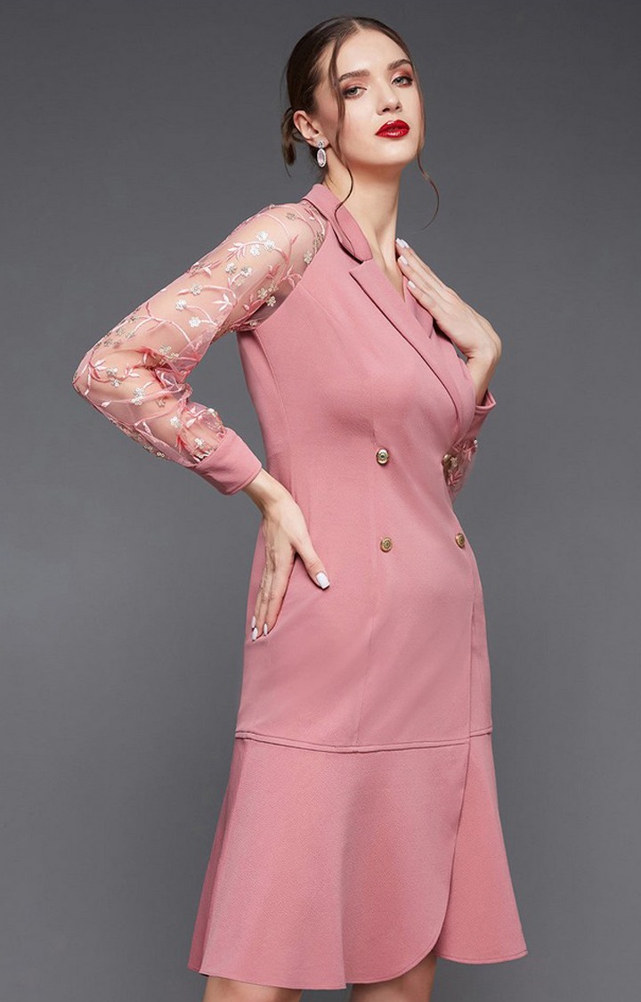 Women's Pink Polyester  Dresses