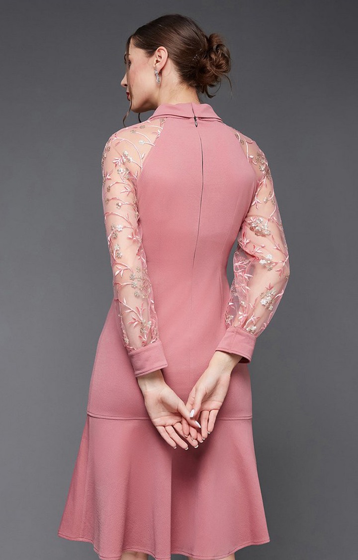 Women's Pink Polyester  Dresses