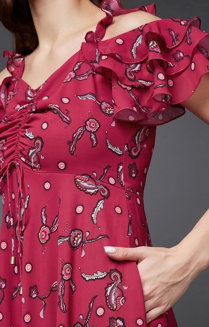 Women's Pink Georgette Casualwear Maxi Dress
