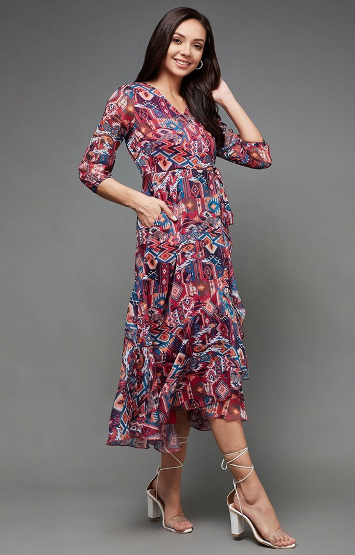 Women's Multi Chiffon Casualwear Tiered Dress