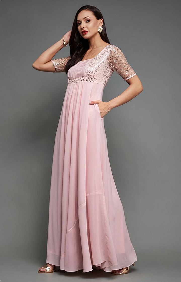 Women's Pink Georgette  Dresses