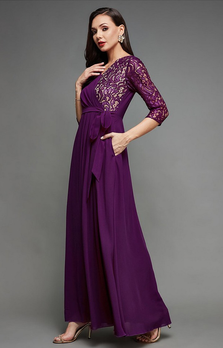 Women's Purple Georgette  Dresses