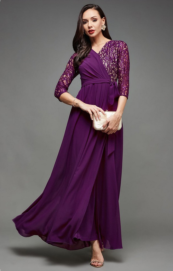 Women's Purple Georgette  Dresses