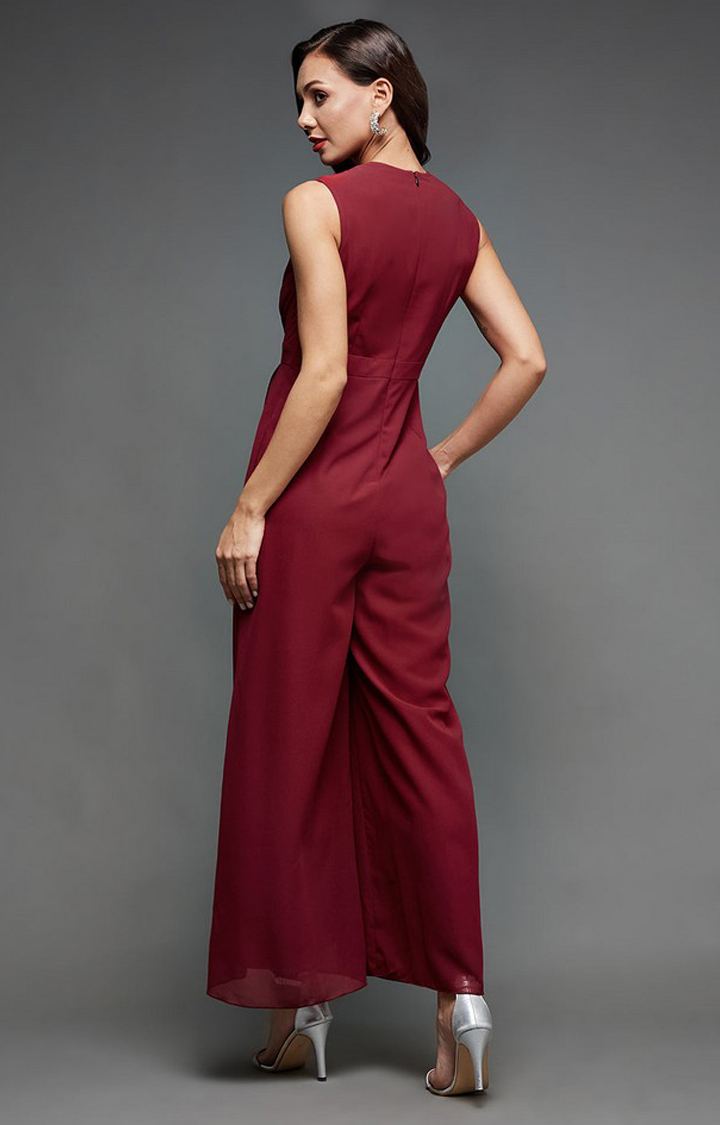 Women's Red Georgette  Jumpsuits