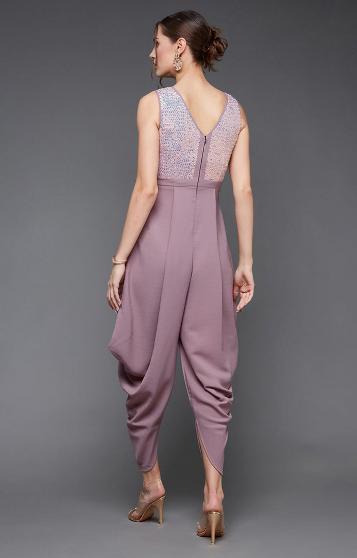 Women's Purple Crepe  Jumpsuits