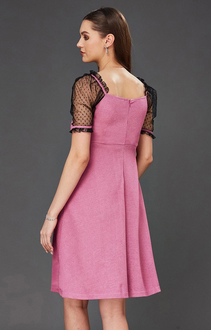 Women's Pink Polyester  Dresses