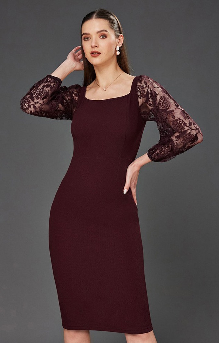 Women's Red Polyester  Dresses