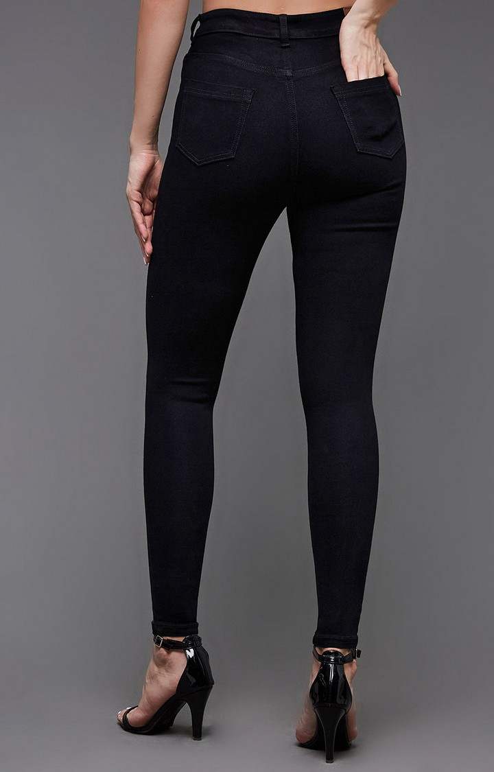 Women's Black Solid Skinny Jeans