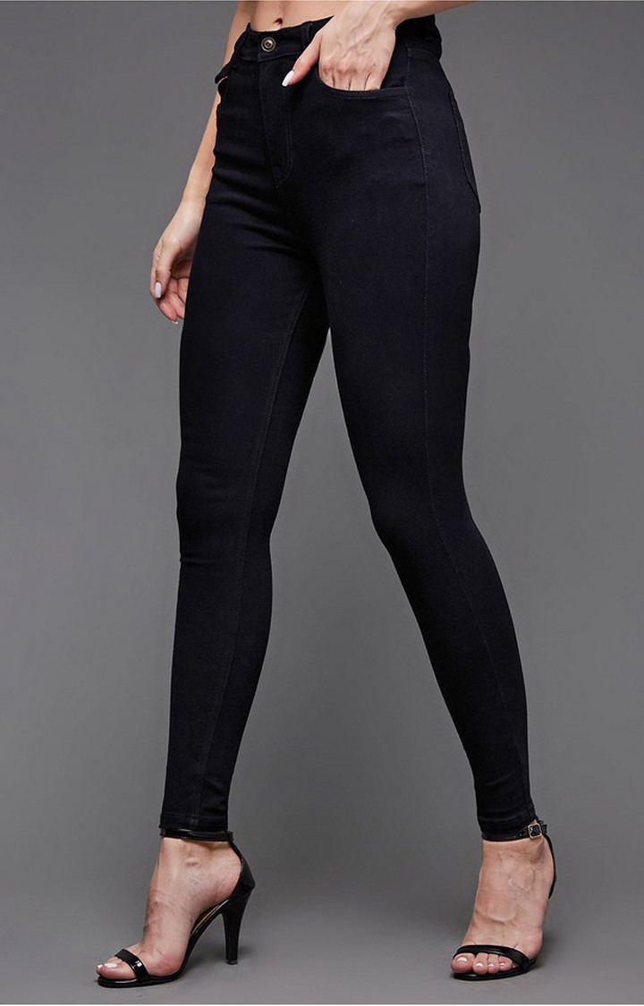 Women's Black Solid Skinny Jeans