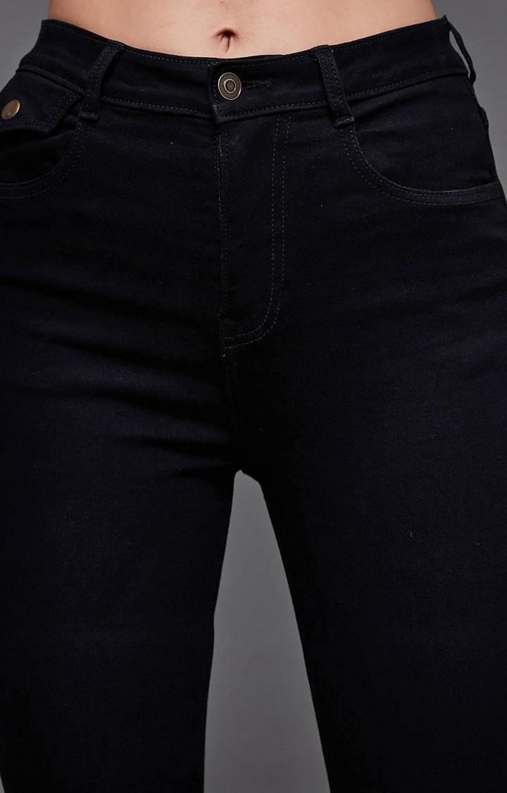 Women's Black Solid Skinny Jeans