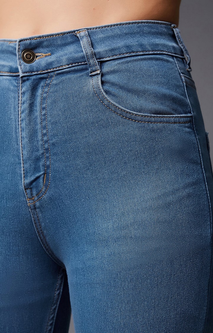 Women's Blue Solid Skinny Jeans