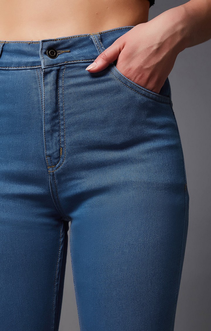 Women's Blue Solid Slim Jeans