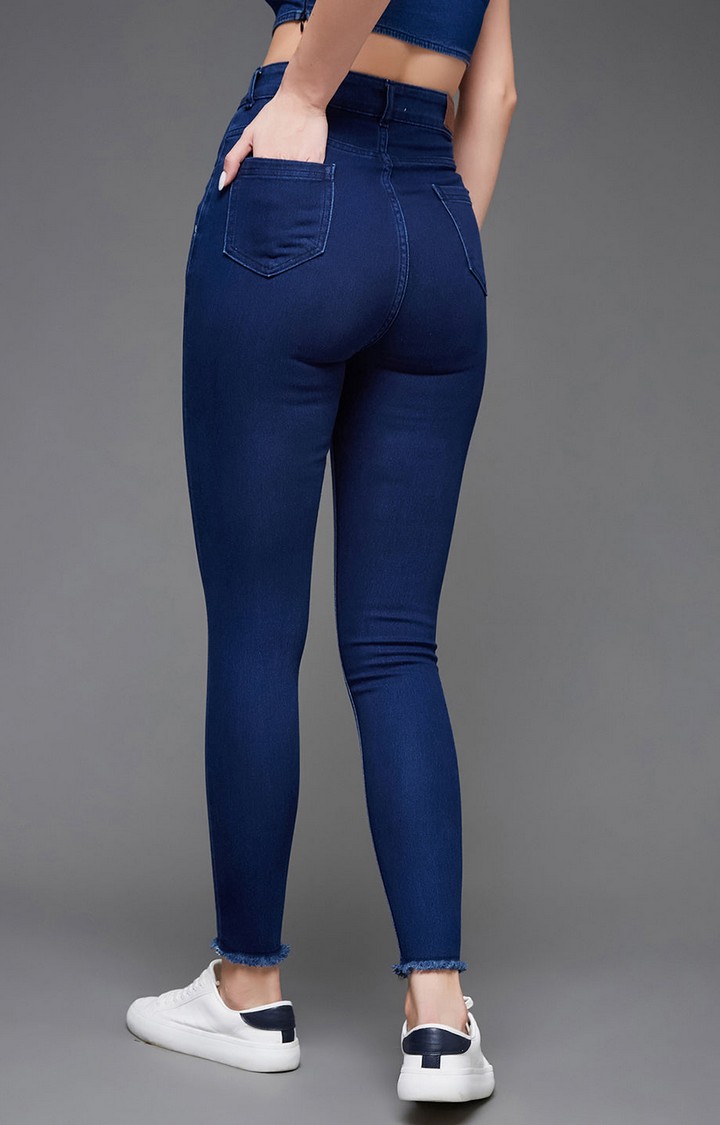 Women's Blue Solid Skinny Jeans