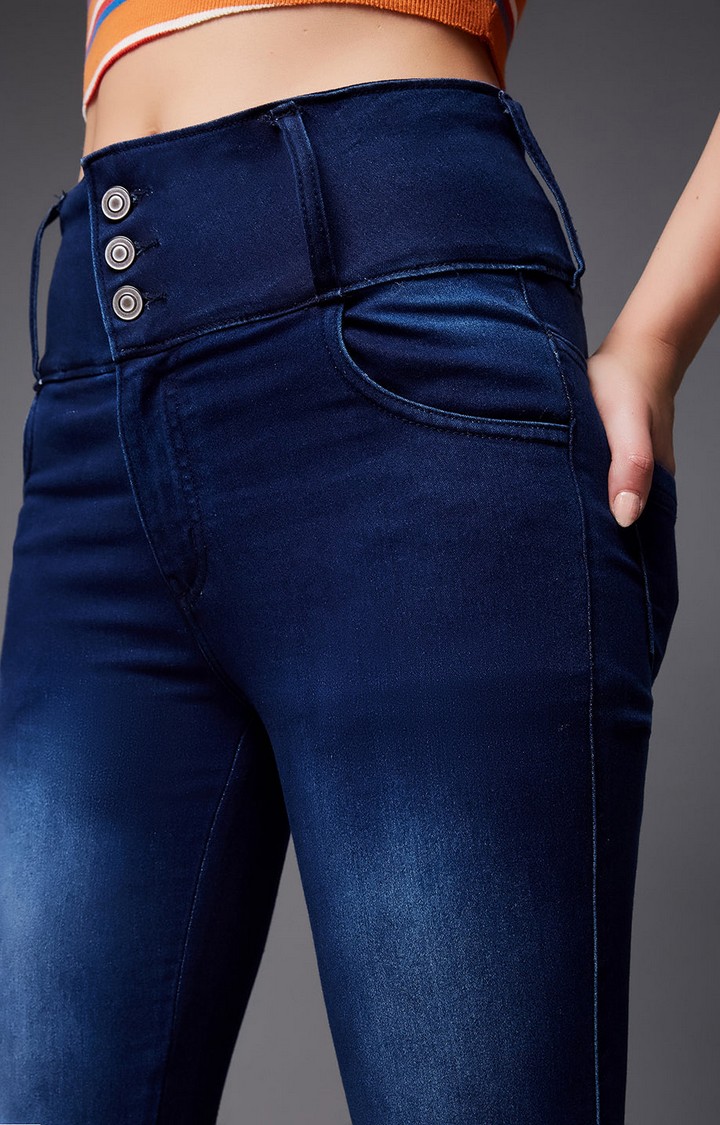 Women's Blue Solid Skinny Jeans