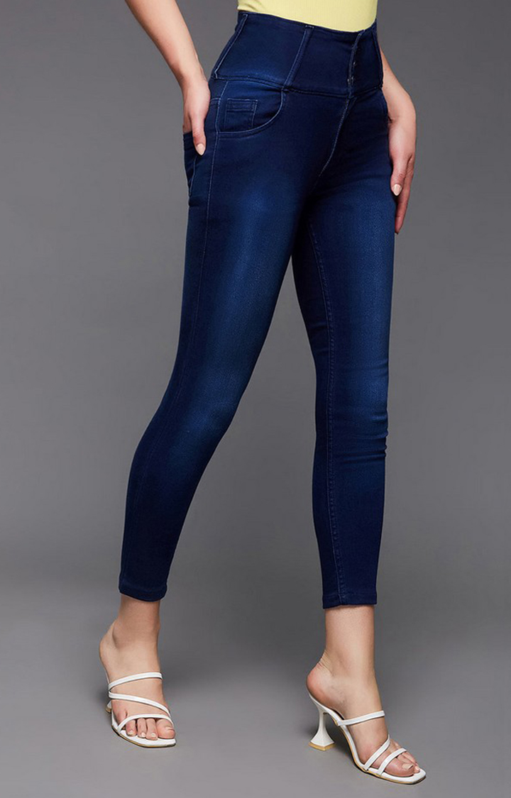 Women's Blue Solid Skinny Jeans