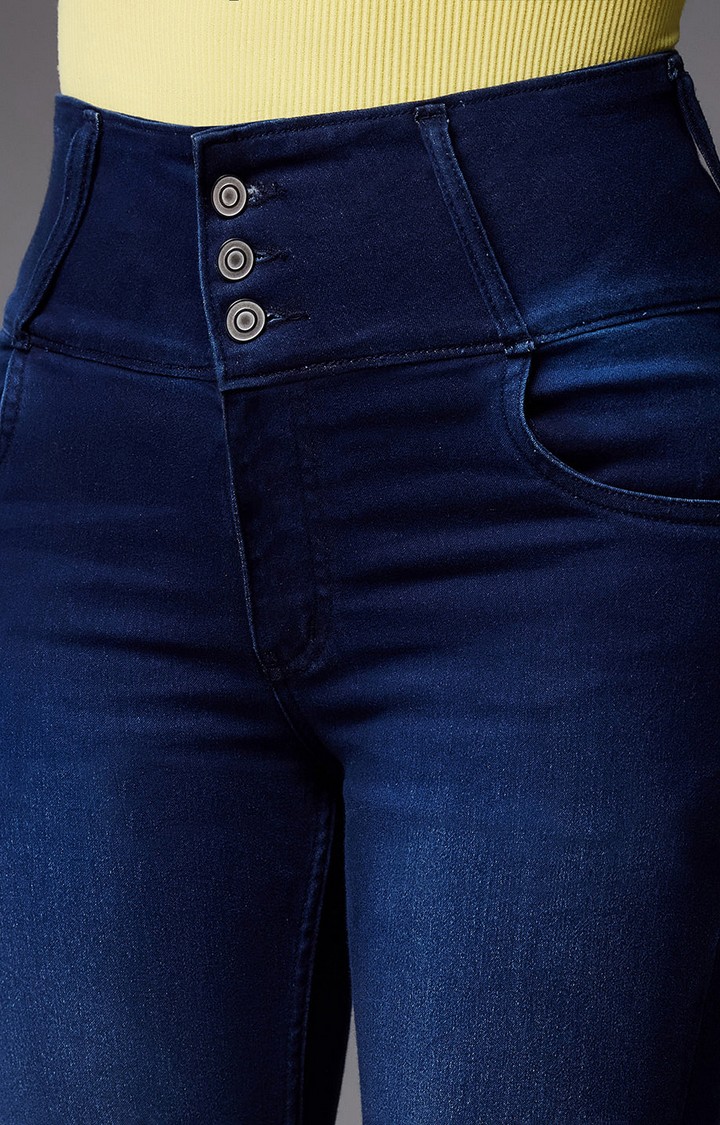 Women's Blue Solid Skinny Jeans