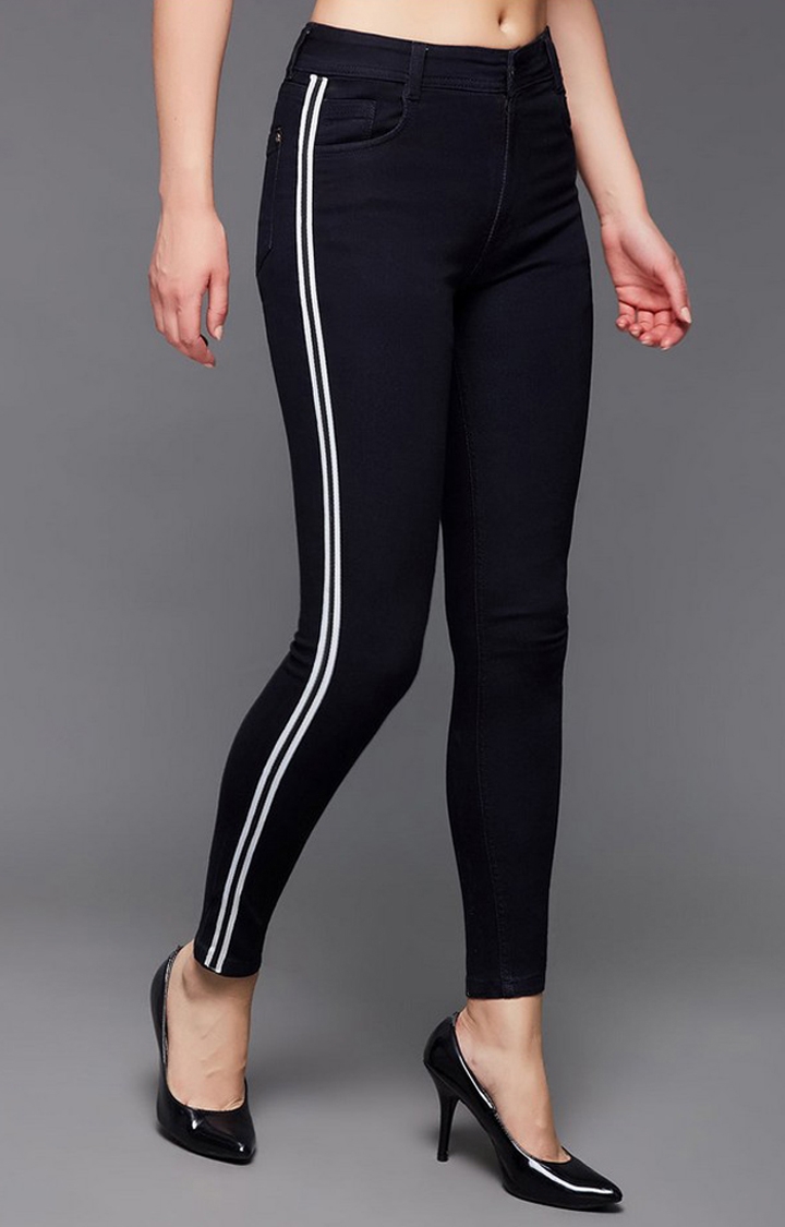 MISS CHASE | Women's Black Solid Slim Jeans