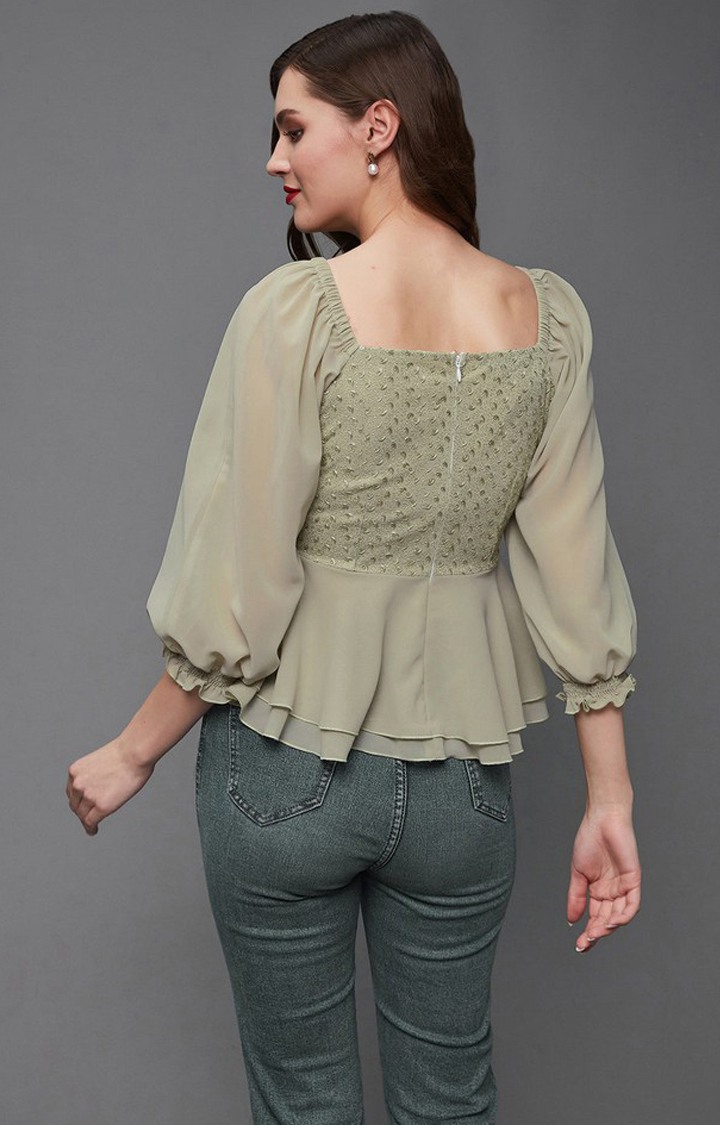 Women's Green Georgette  Tops