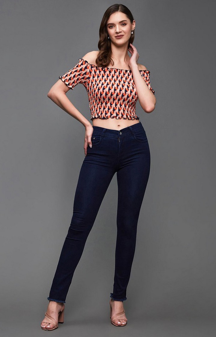 Women's Orange Crepe  Tops