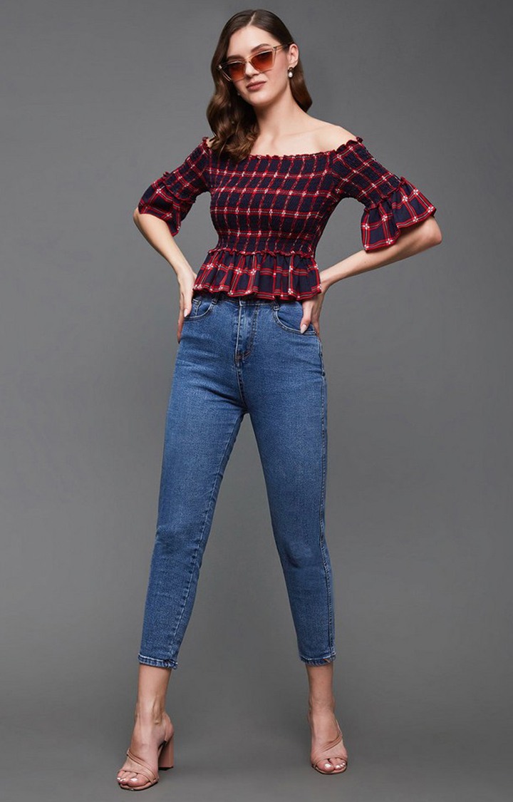 Women's Blue Viscose Rayon  Tops