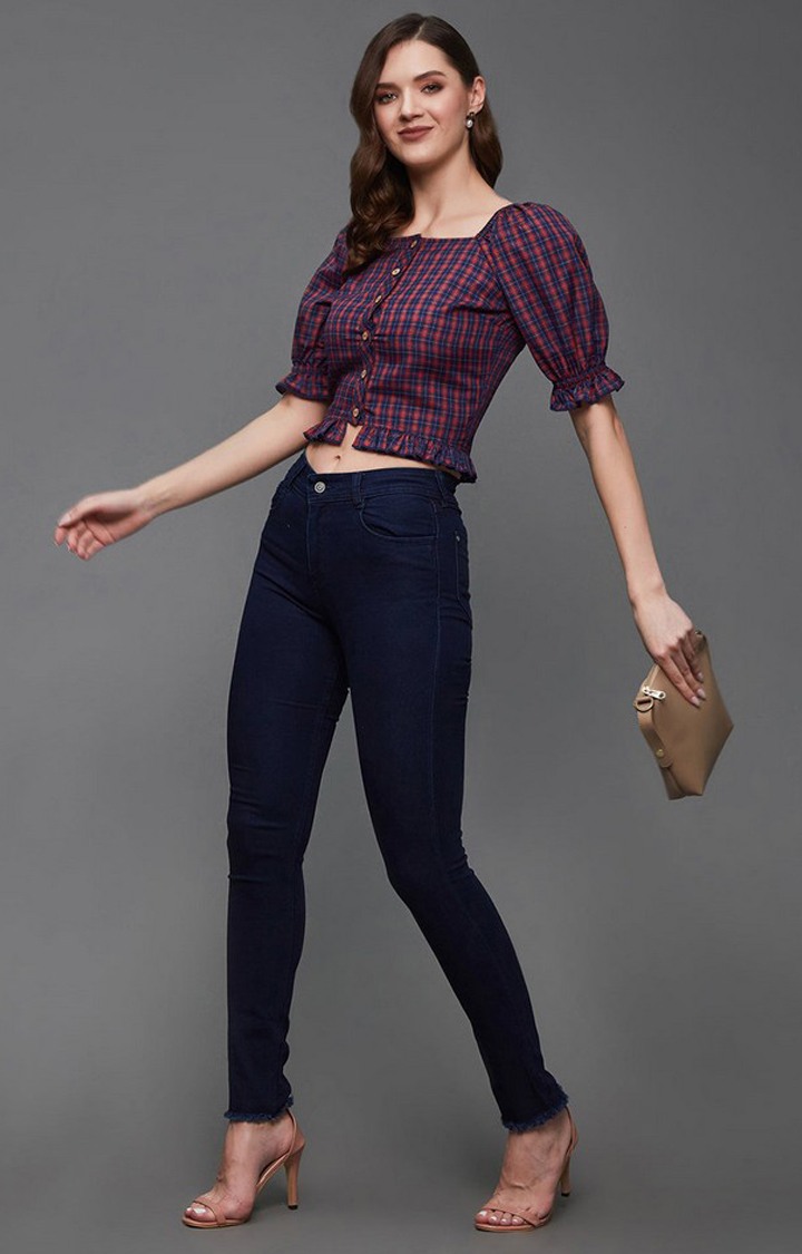 Women's Red Polyester  Tops
