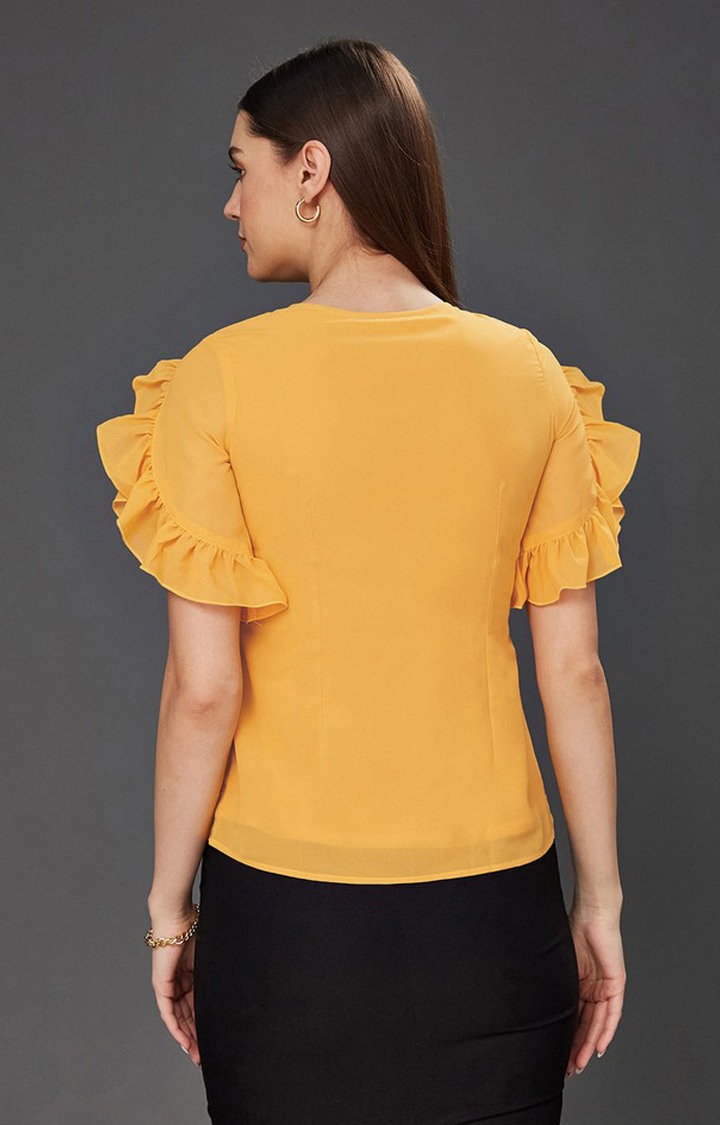 Women's Yellow Georgette  Tops