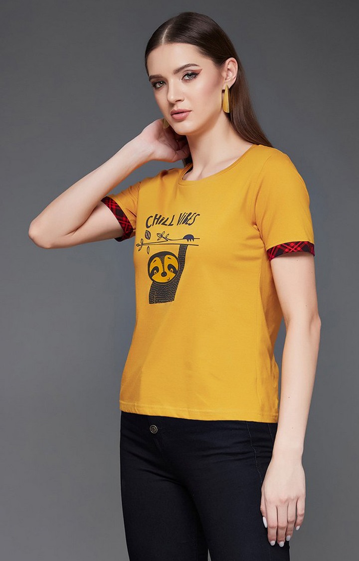 Women's Yellow Cotton  T-Shirts