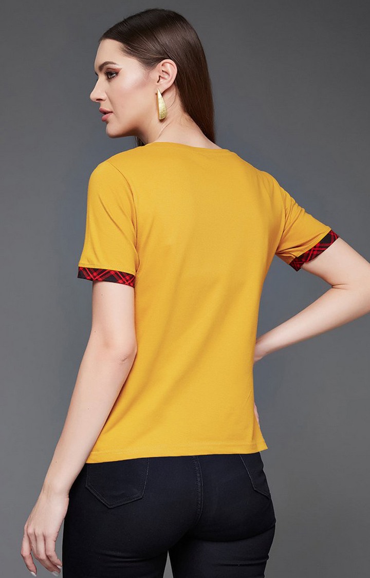 Women's Yellow Cotton  T-Shirts