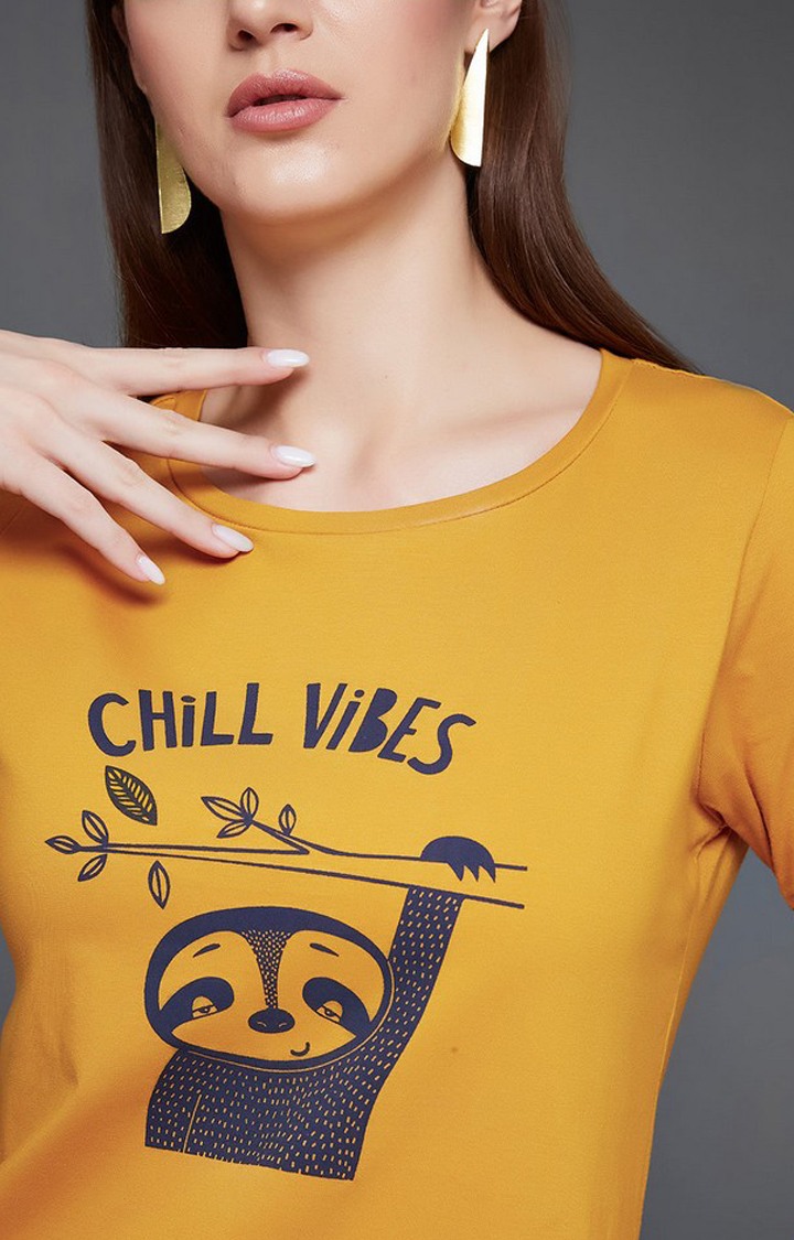 Women's Yellow Cotton  T-Shirts