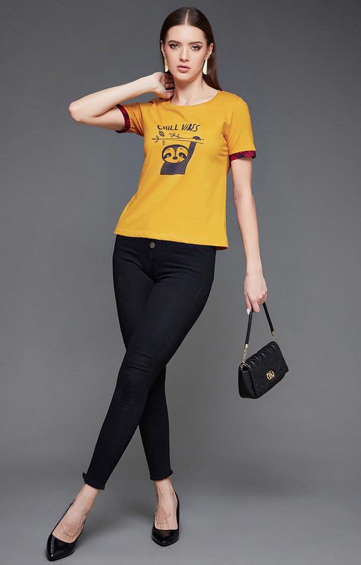 Women's Yellow Cotton  T-Shirts