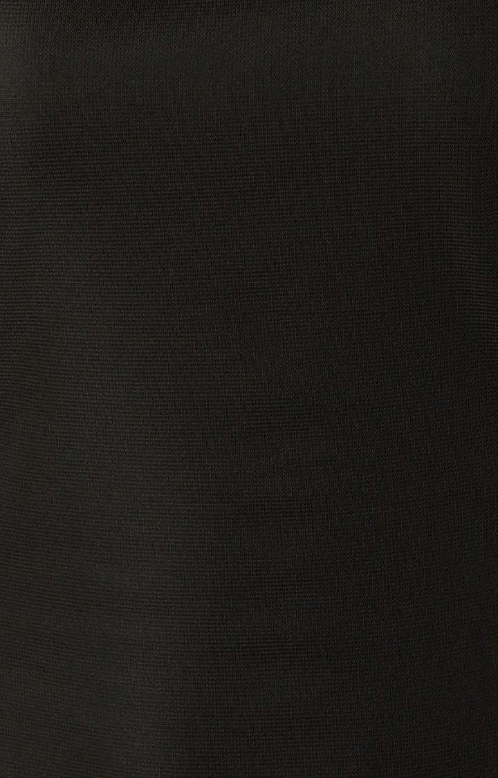 Women's Black Polyester SolidEveningwear Sheath Dress