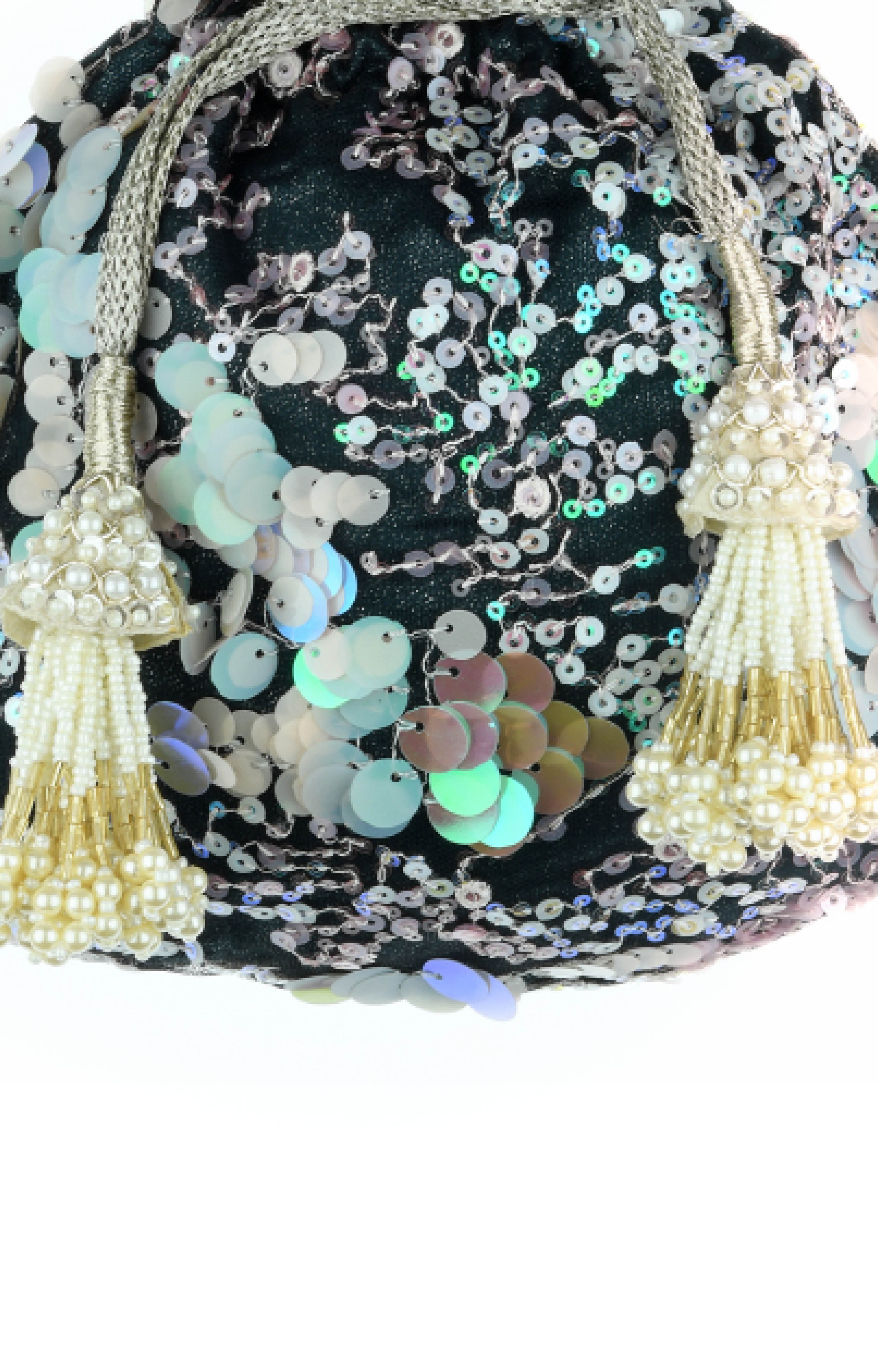 Miar Designs | Fiza Emerald Green Embellished Potli 4