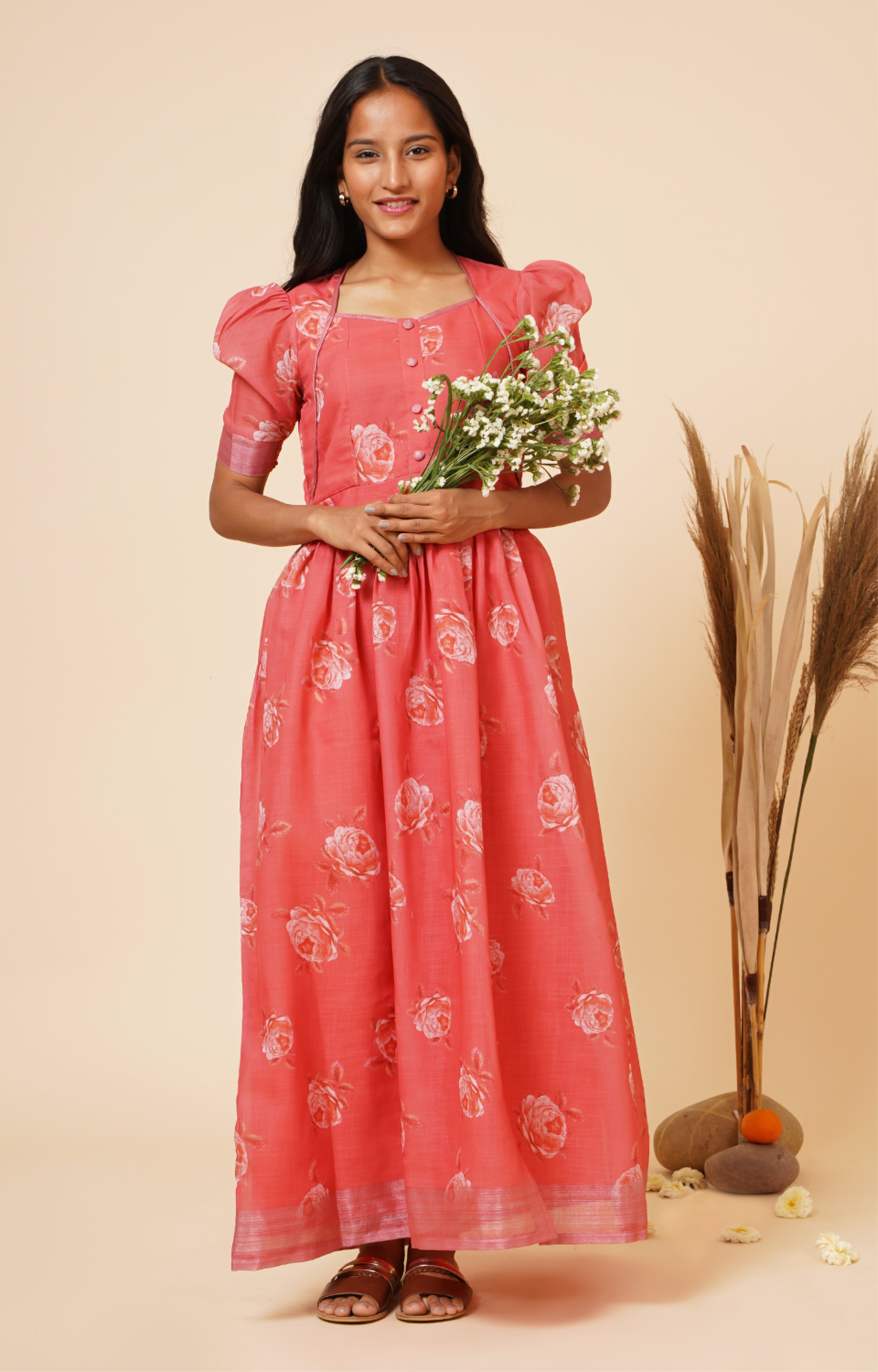 Sarnia Floral Maxi Dress Peach
