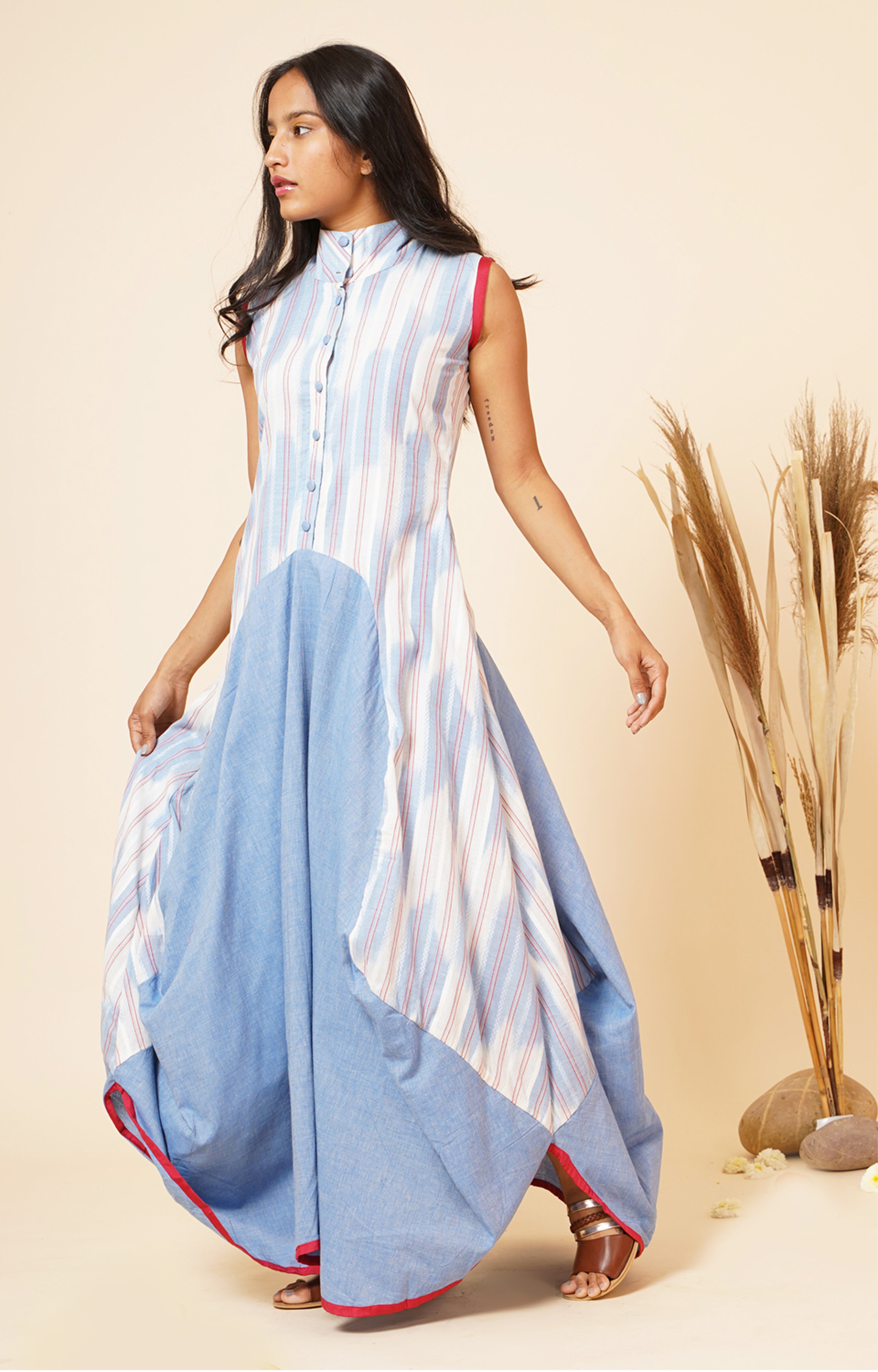 Idayat Chequered Blue Dress