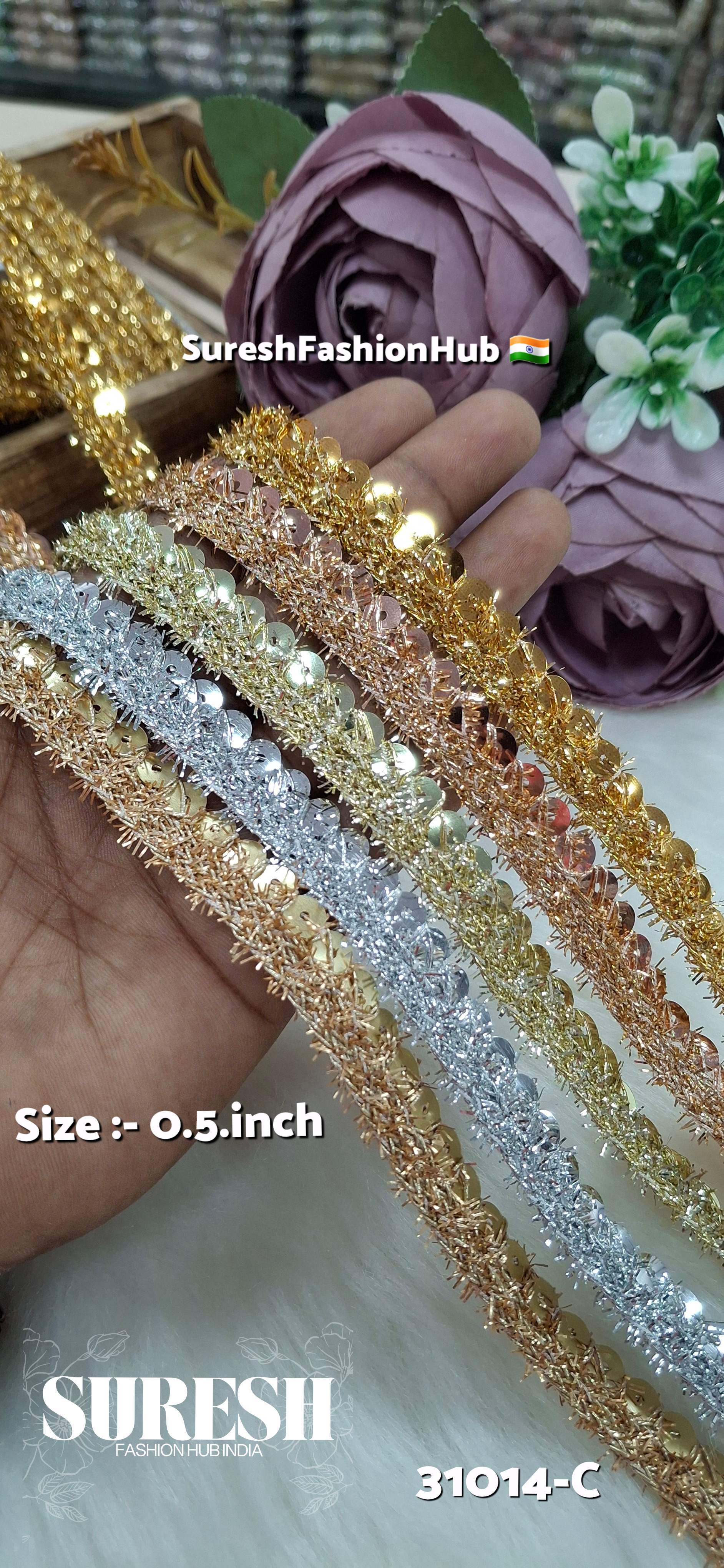 Antique Gold Sequin Fringe Jhalar Lace