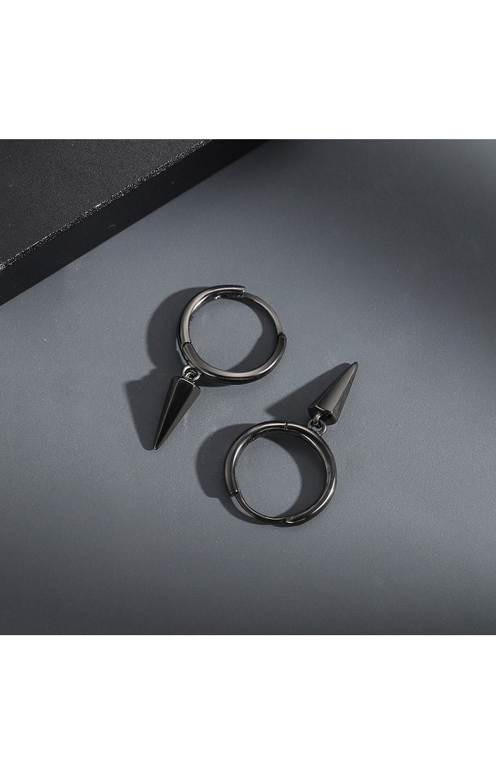 Black Sharp  Loop Hoop Earrings