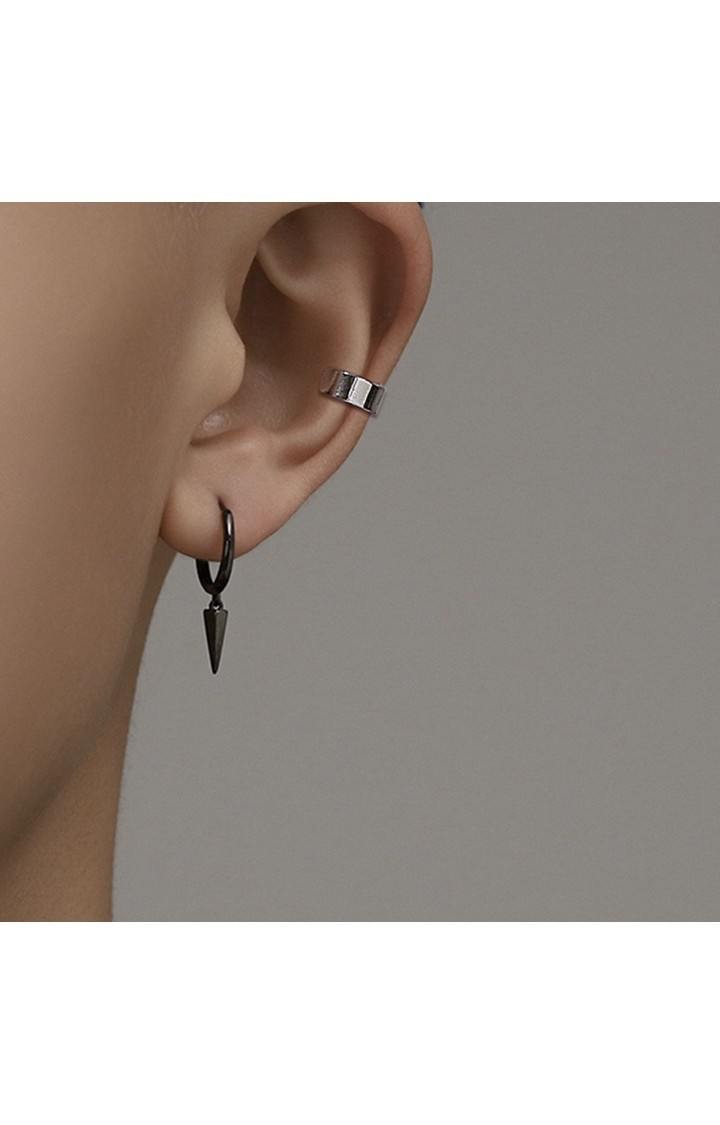 Black Sharp  Loop Hoop Earrings