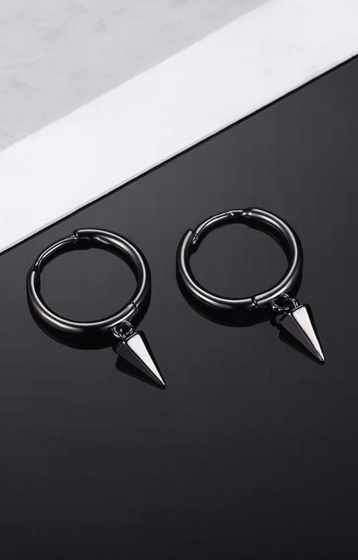 Black Sharp  Loop Hoop Earrings