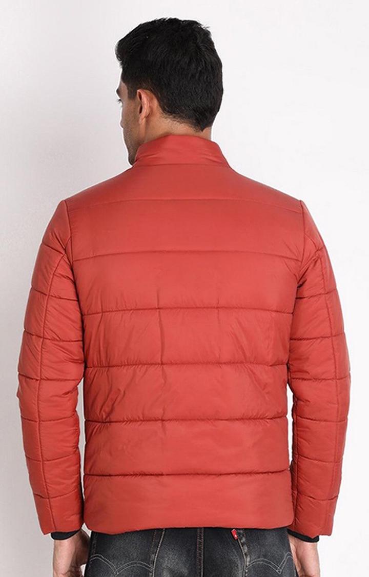 Men's Orange Solid Polyester Bomber Jackets