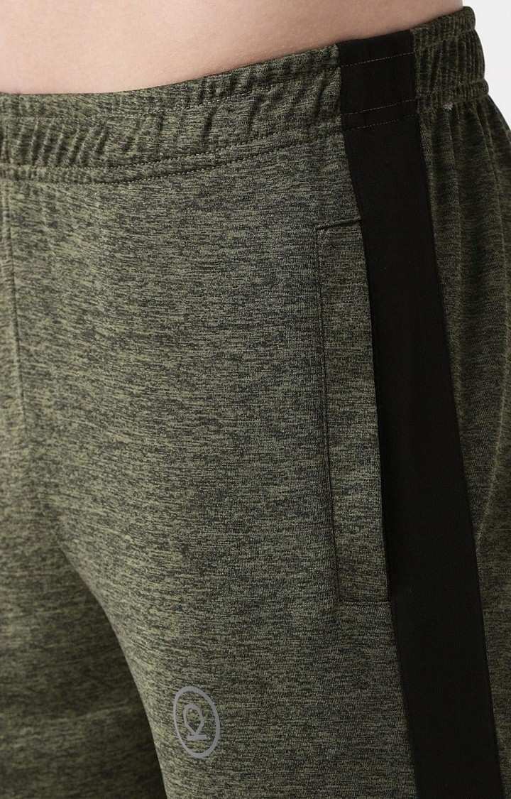 Men's Olive Green Melange Textured Polyester Tracksuit