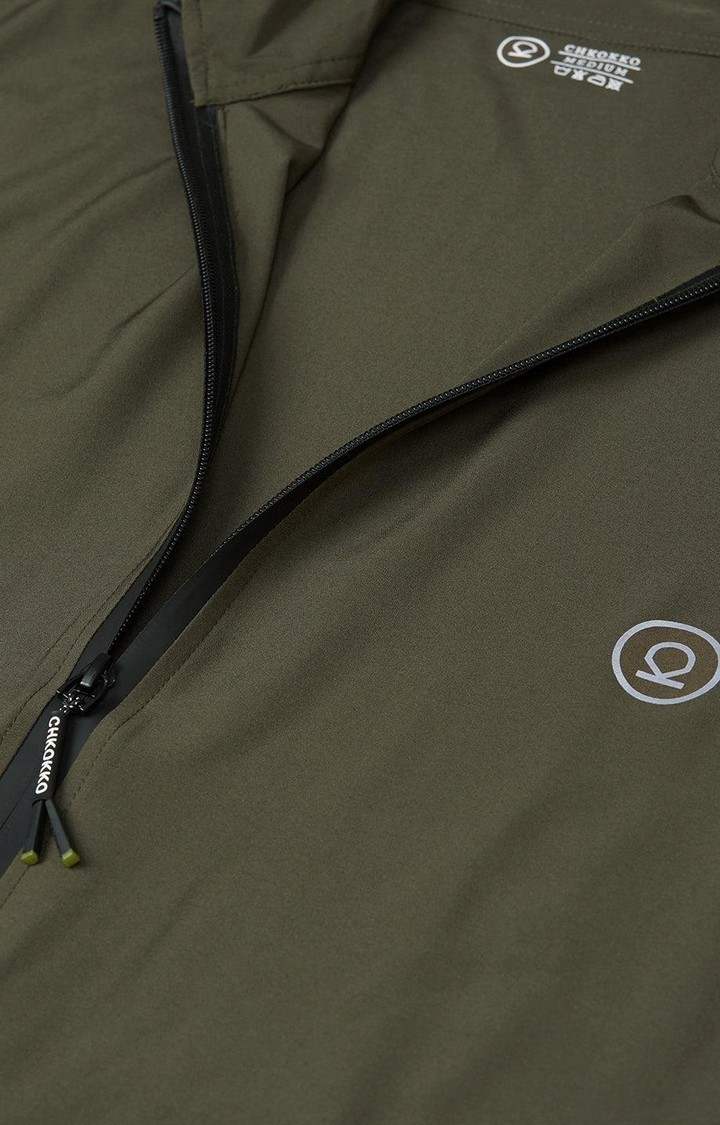 Men's Bottle Green Solid Polyester Tracksuit
