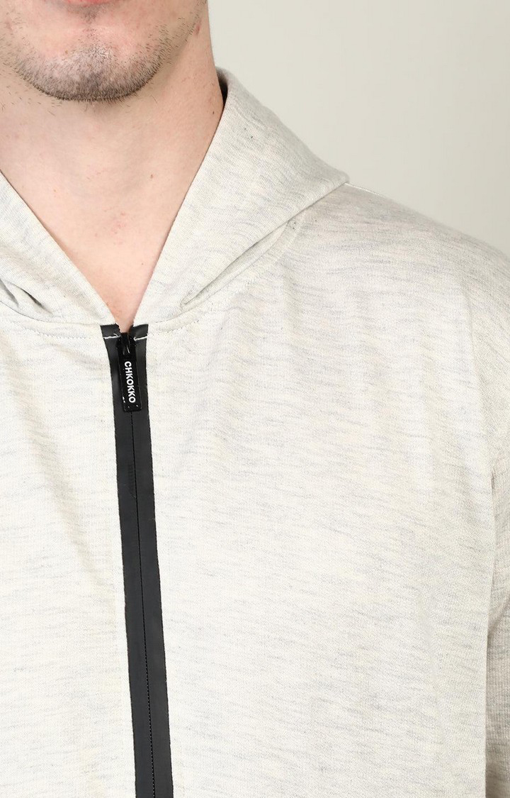 Men's Grey Solid Polyester Tracksuit