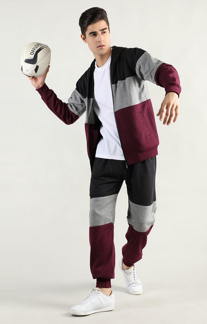 Men's Multicolor Colourblocked Polyester Tracksuit