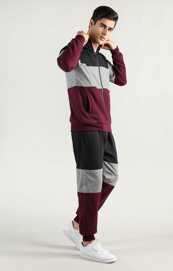 Men's Multicolor Colourblocked Polyester Tracksuit