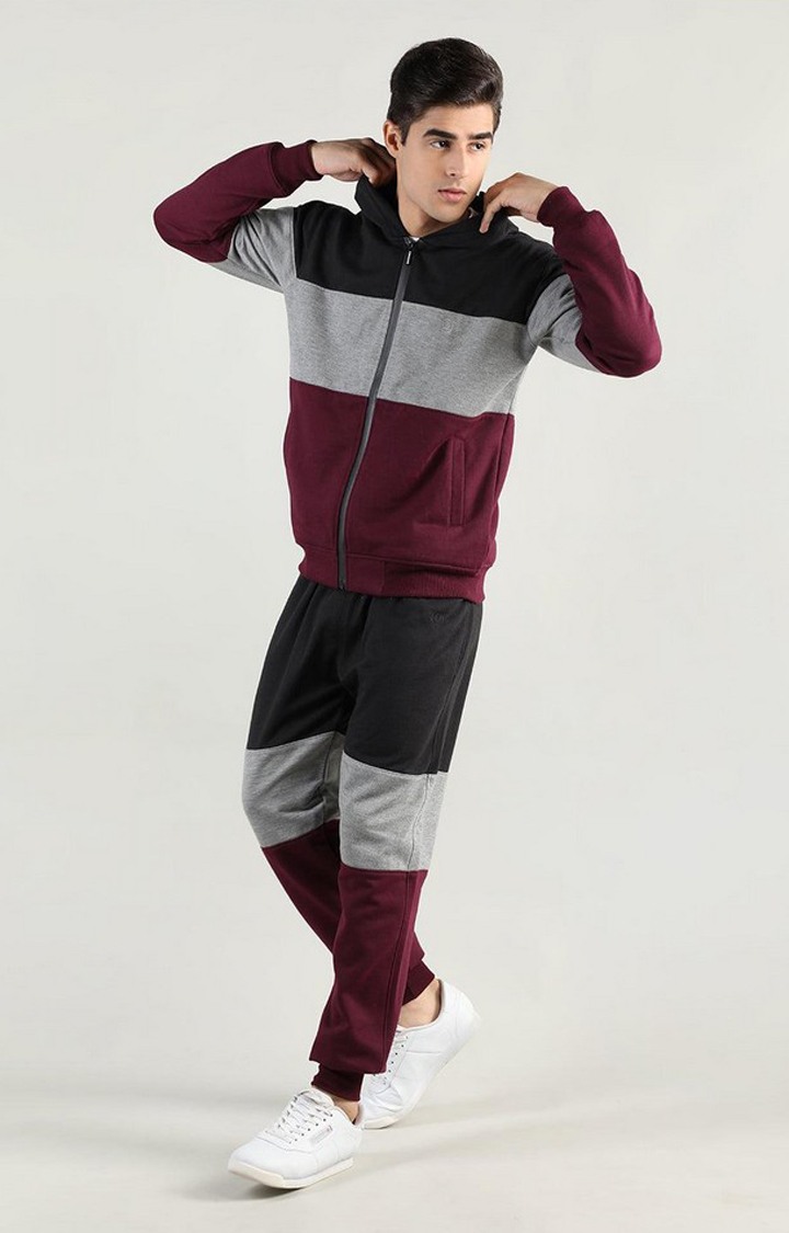Men's Multicolor Colourblocked Polyester Tracksuit