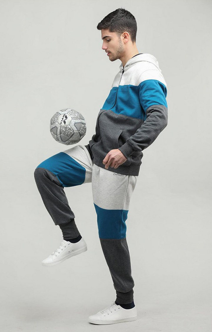 Men's Multicolor Colourblocked Polyester Tracksuit
