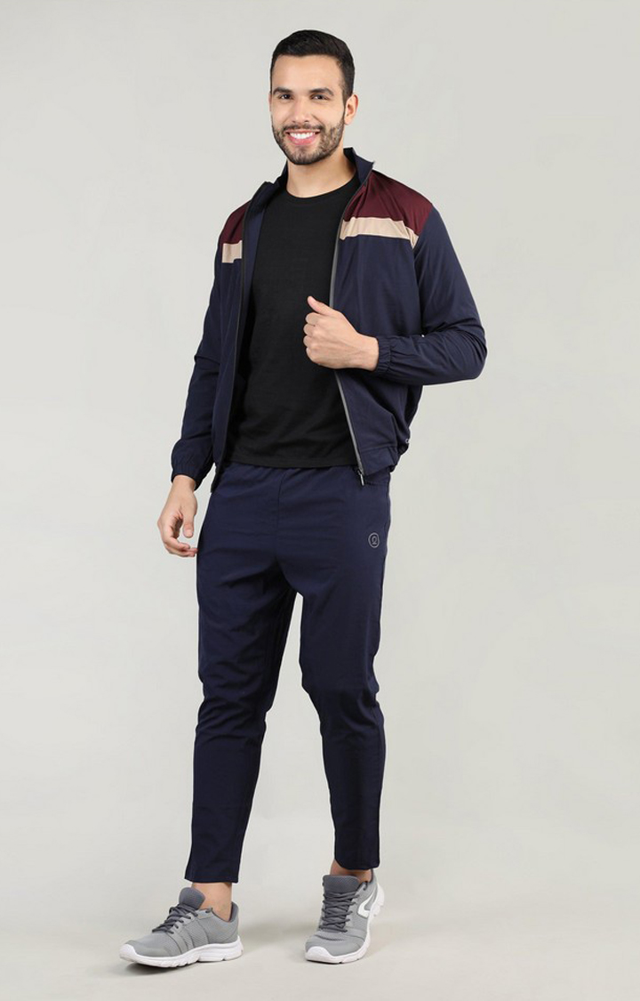 Men's Multicolor Colourblocked Polyester Tracksuit