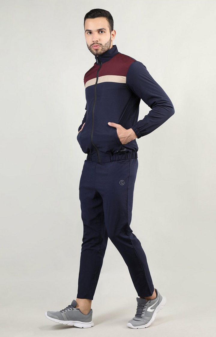 Men's Multicolor Colourblocked Polyester Tracksuit